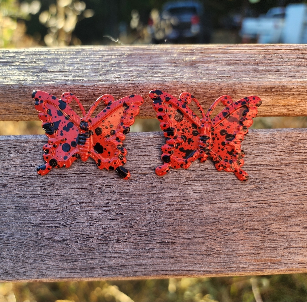 Red and Black Butterfly Earrings